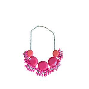 Red/pink/coral bauble statement beaded necklace